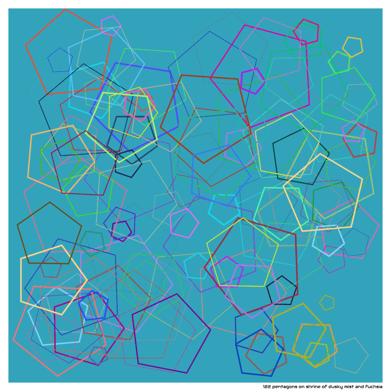 122 pentagons on Shrine of Dusky mist and fuchsia