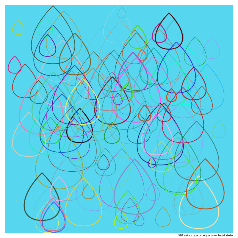 122 raindrops on aqua over lucid slate