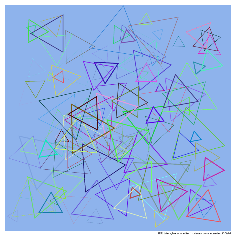 122 triangles on radiant crimson — a sonata of field