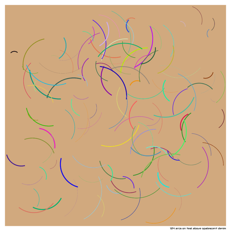 124 arcs on teal above opalescent denim