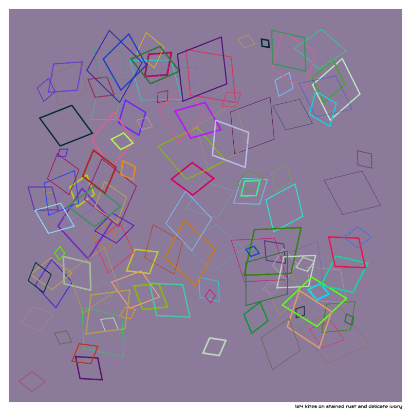 124 kites on stained rust and delicate ivory
