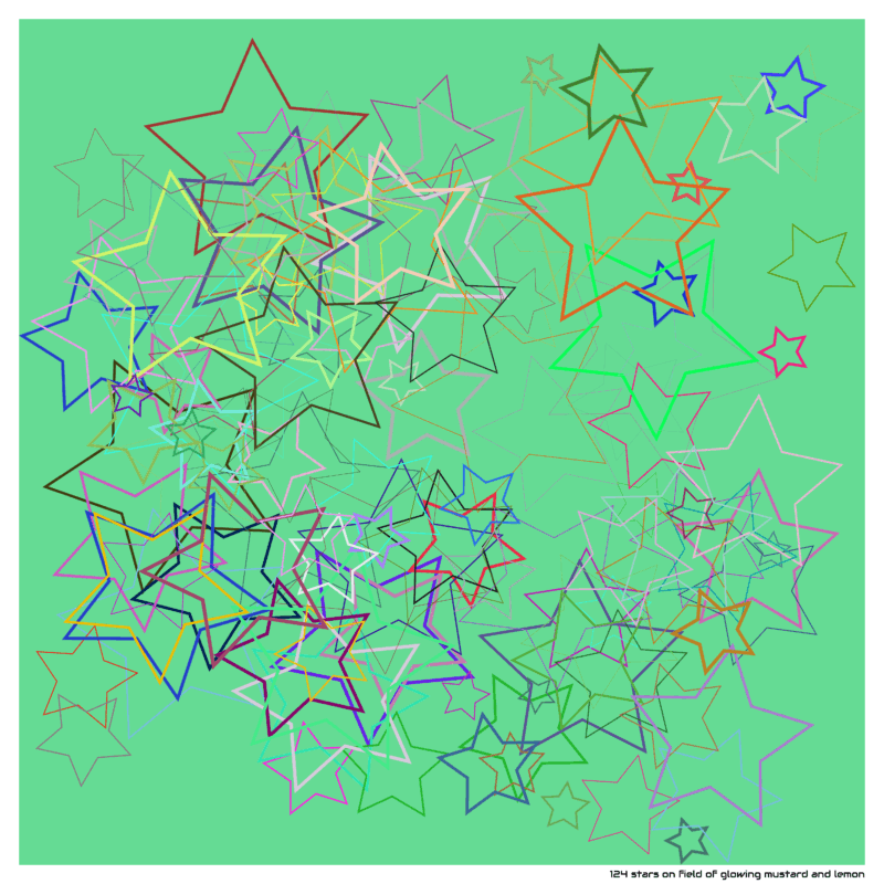 124 stars on field of glowing mustard and lemon