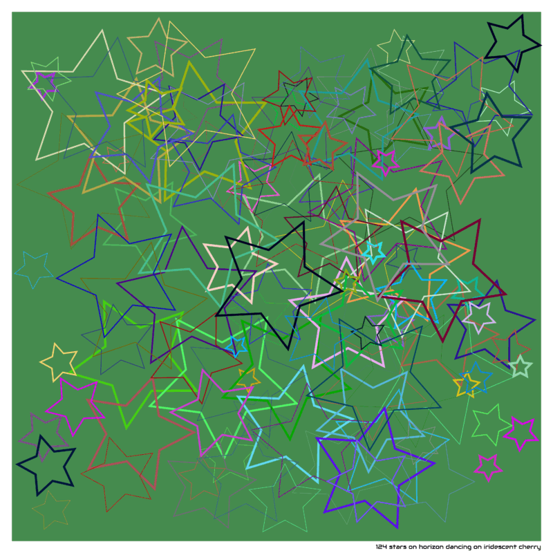124 stars on horizon dancing on iridescent cherry