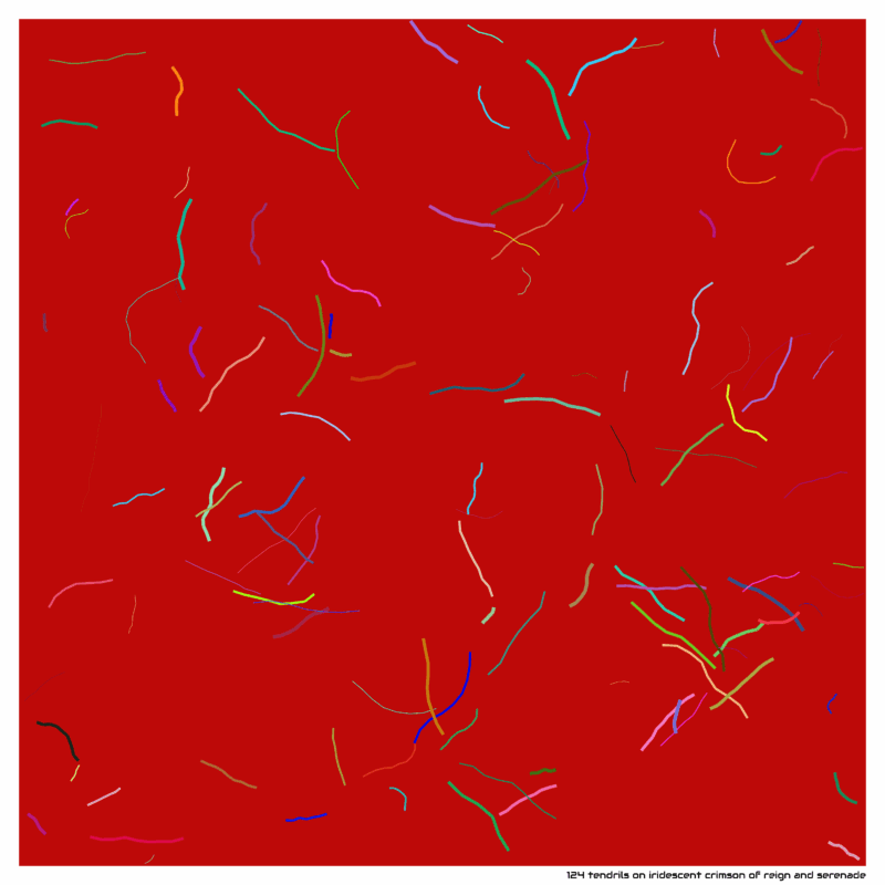 124 tendrils on iridescent crimson of reign and serenade