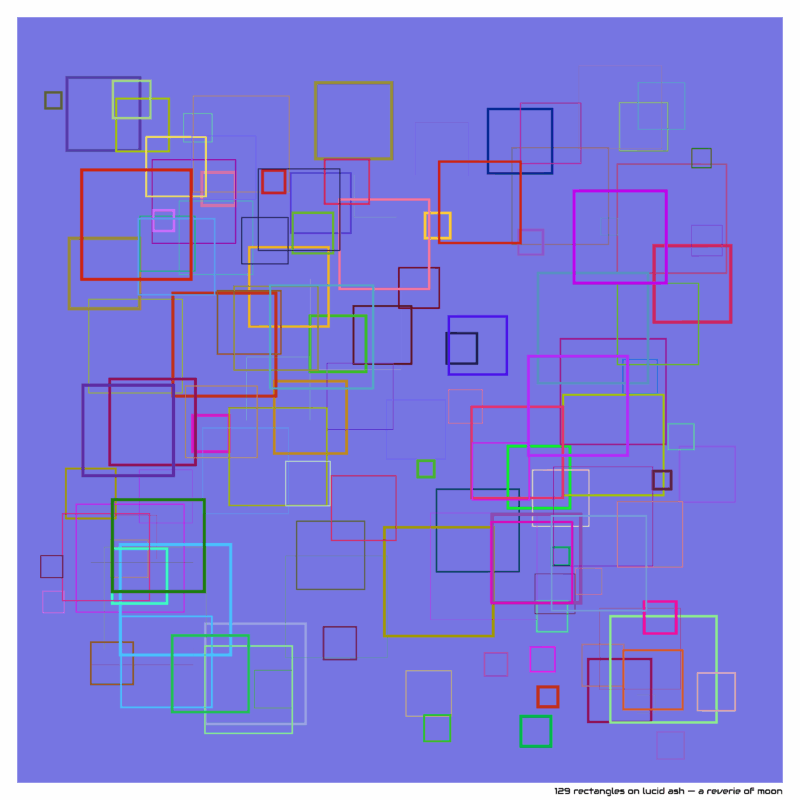 129 rectangles on lucid ash — a reverie of moon