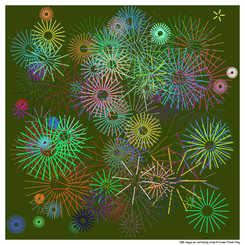 132 rays on echoing chartreuse from fog
