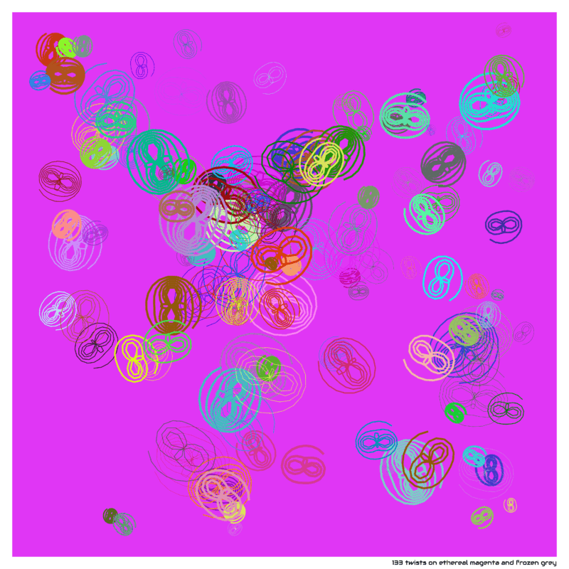 133 twists on ethereal magenta and frozen grey
