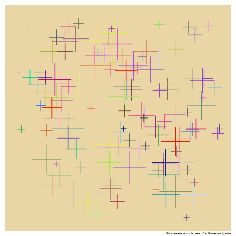 134 crosses on rich rose of stillness and pulse