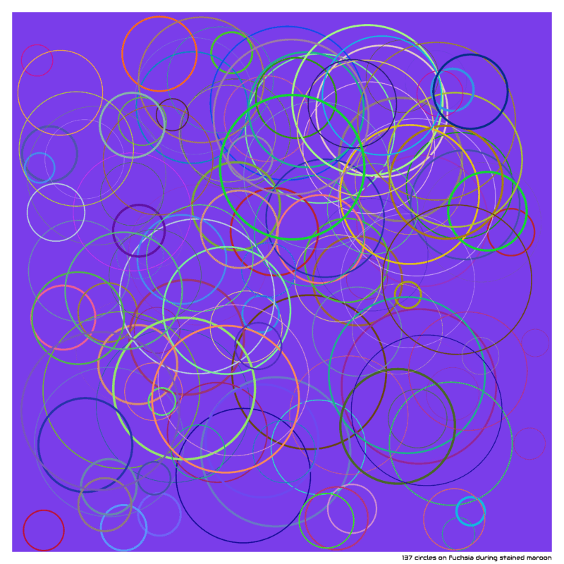 137 circles on fuchsia during stained maroon