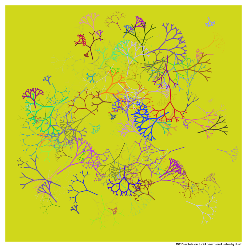 137 fractals on lucid peach and velvety dust