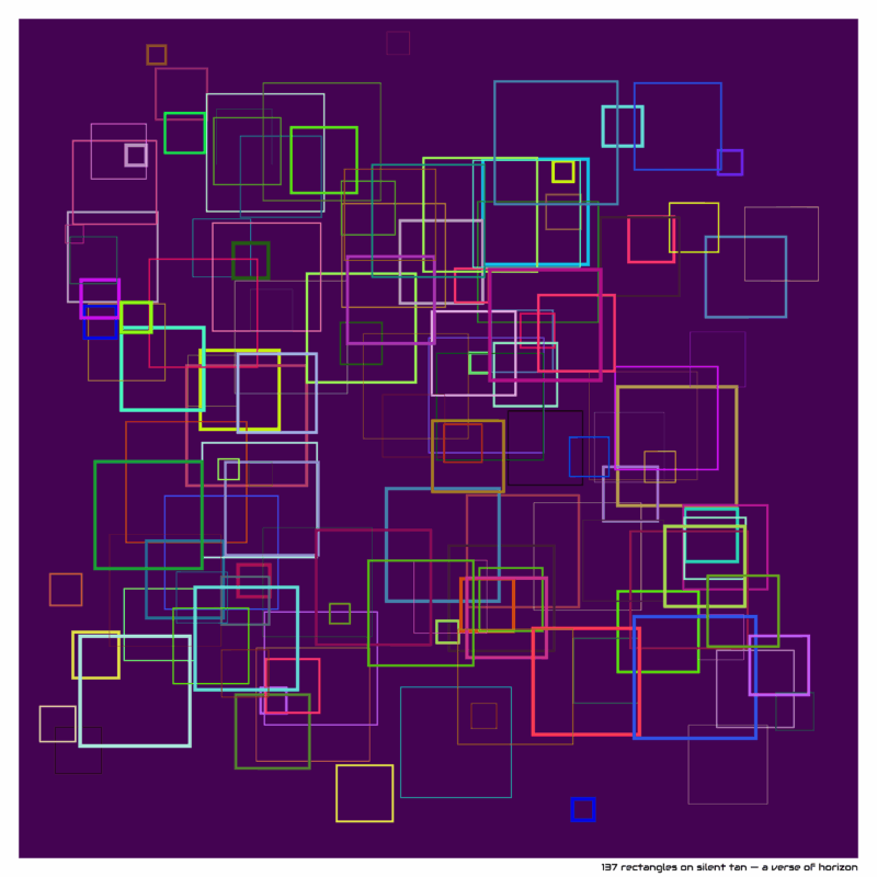 137 rectangles on silent tan — a verse of horizon