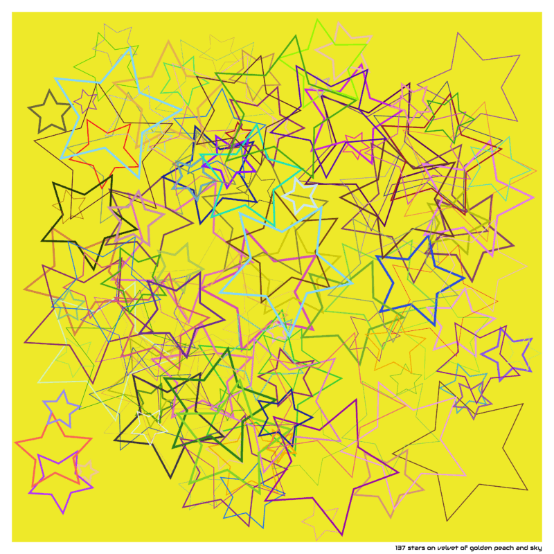 137 stars on velvet of golden peach and sky