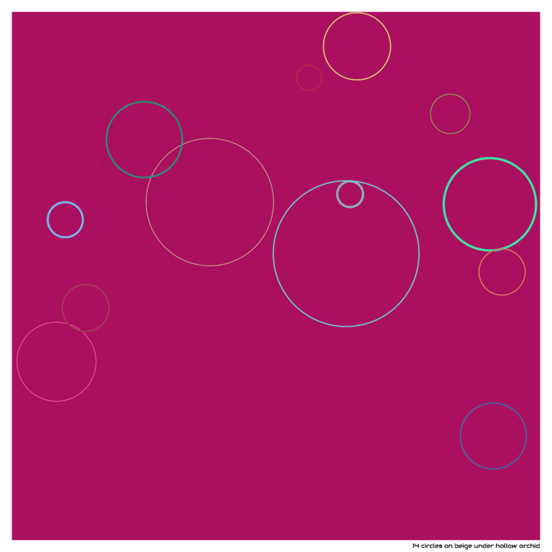 14 circles on beige under hollow orchid