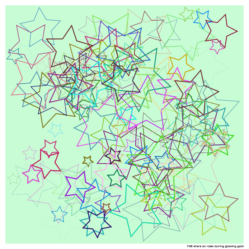 140 stars on rose during glowing gold