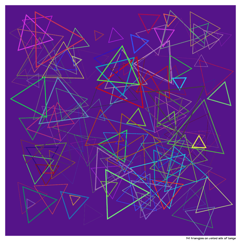 141 triangles on veiled silk of beige