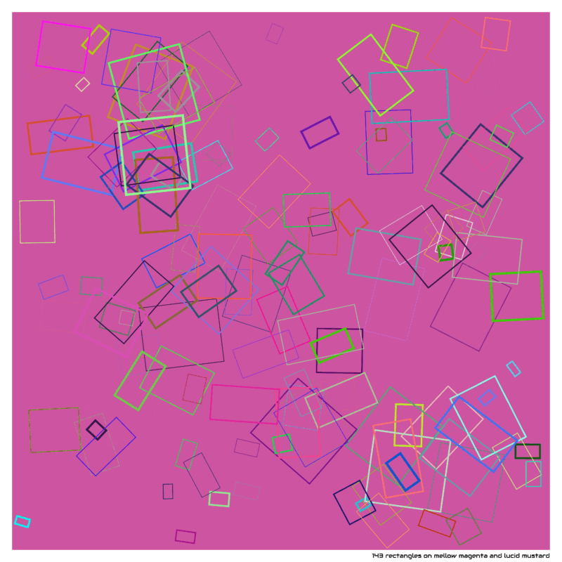 143 rectangles on mellow magenta and lucid mustard