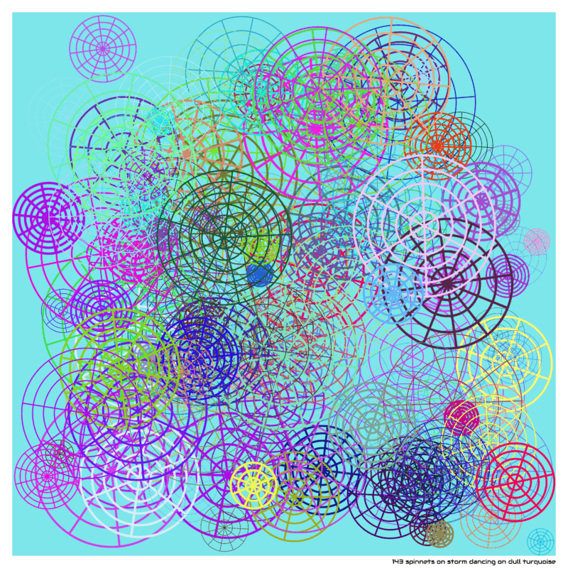 143 spinnets on storm dancing on dull turquoise