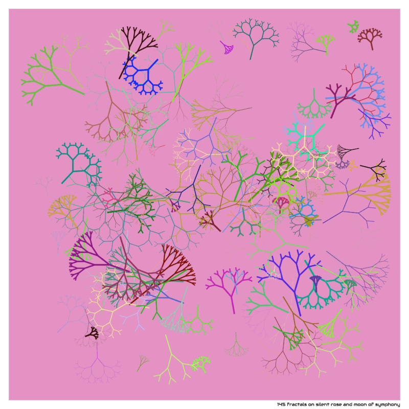 145 fractals on silent rose and moon of symphony