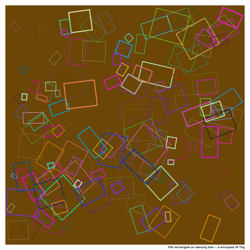 145 rectangles on dancing lime — a whirlpool of fog