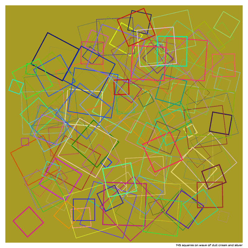 145 squares on wave of dull cream and silver