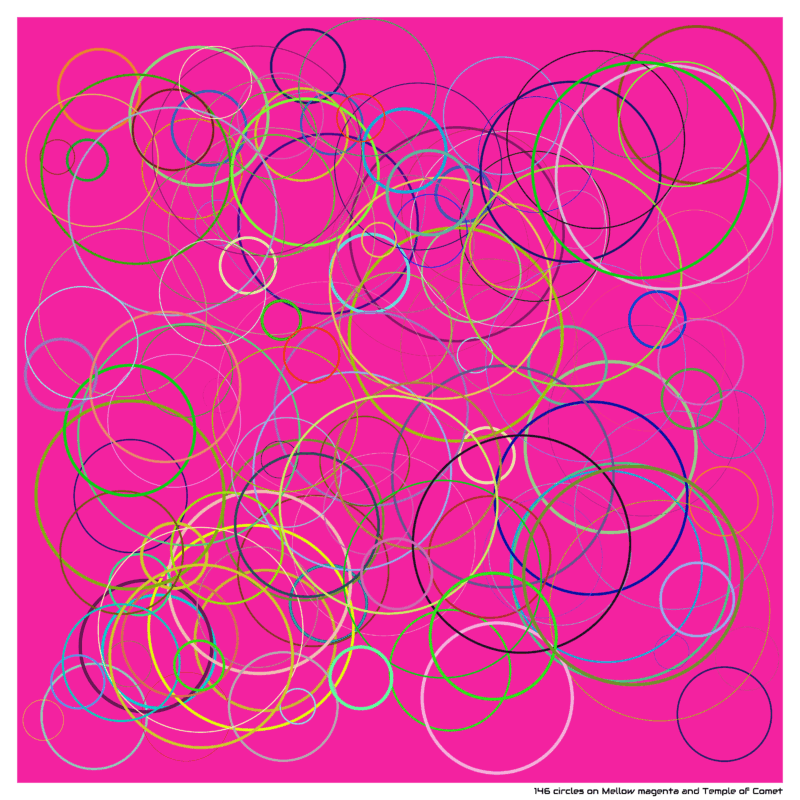 146 circles on Mellow magenta and Temple of Comet