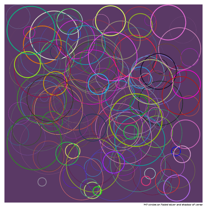 147 circles on faded silver and shadow of verse