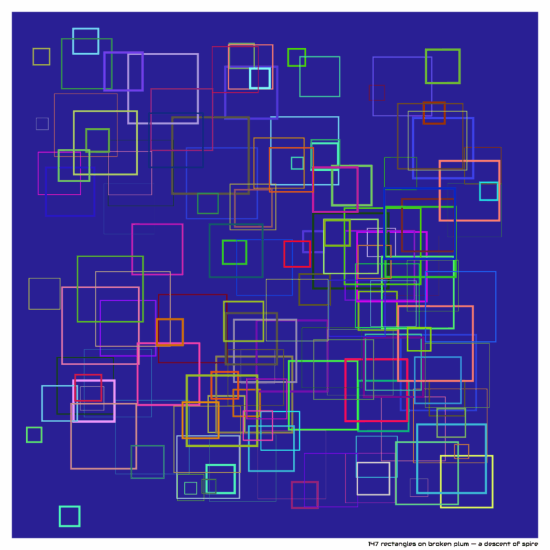 147 rectangles on broken plum — a descent of spire