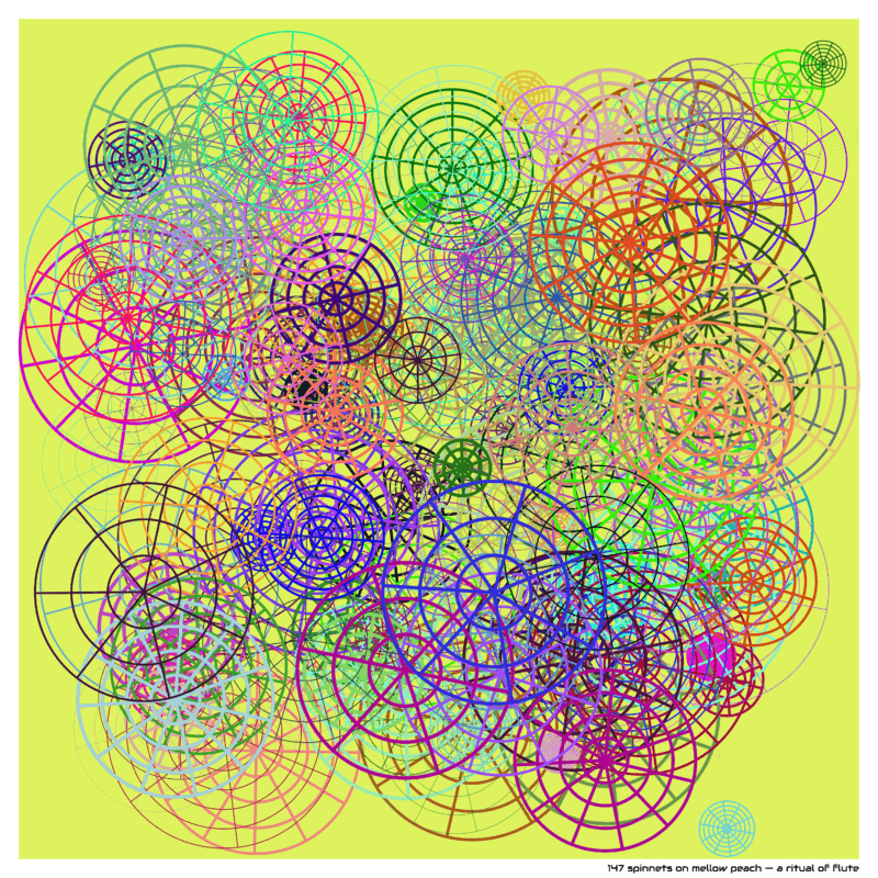 147 spinnets on mellow peach — a ritual of flute