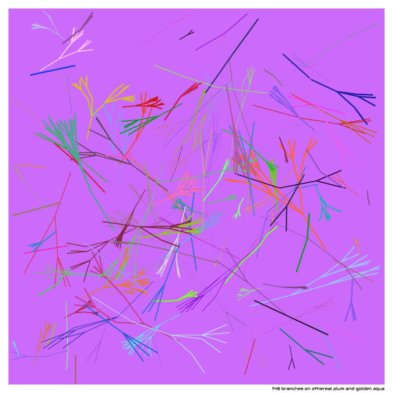 148 branches on ethereal plum and golden aqua