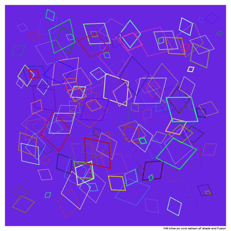 149 kites on vivid salmon of shade and fusion
