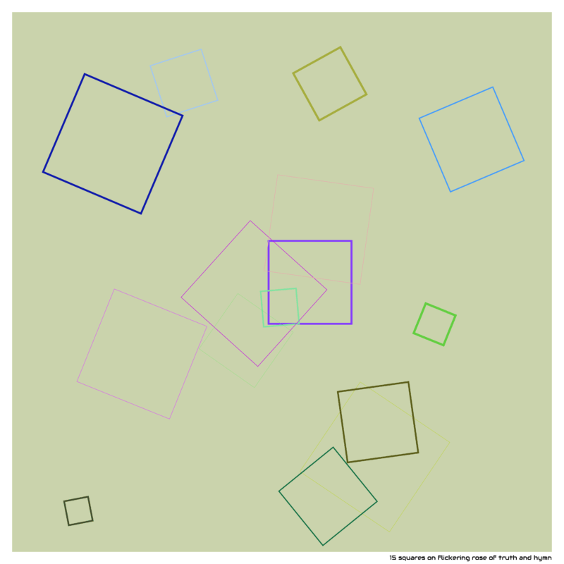 15 squares on flickering rose of truth and hymn