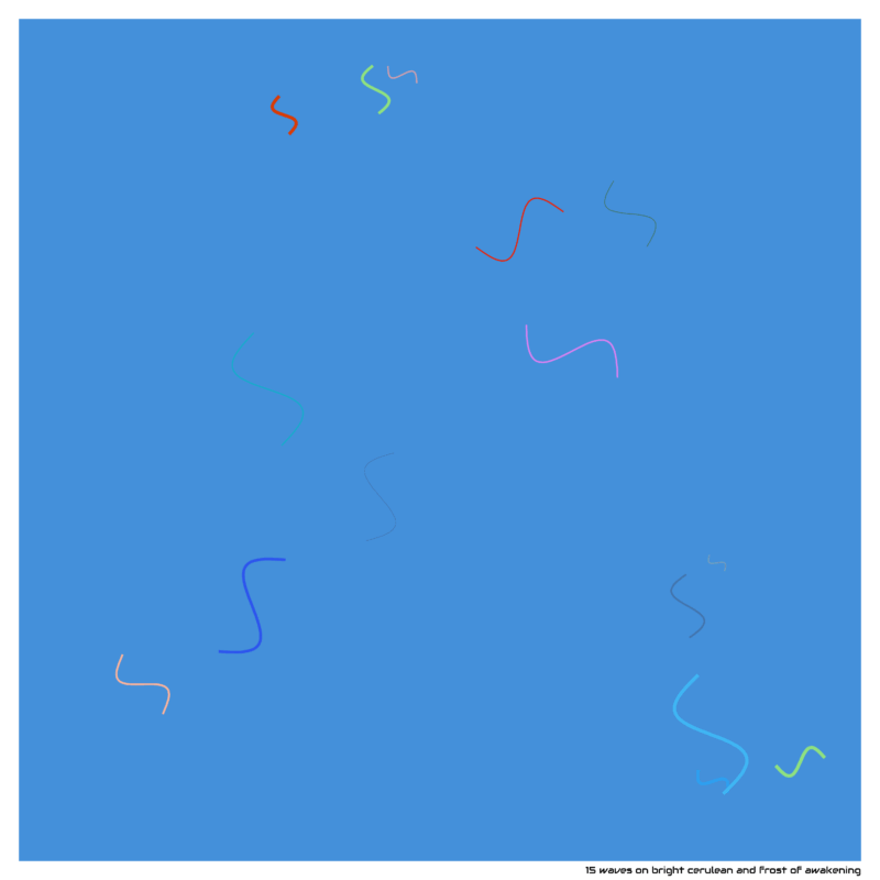 15 waves on bright cerulean and frost of awakening