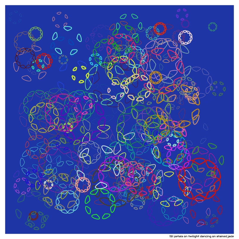 151 petals on twilight dancing on stained jade