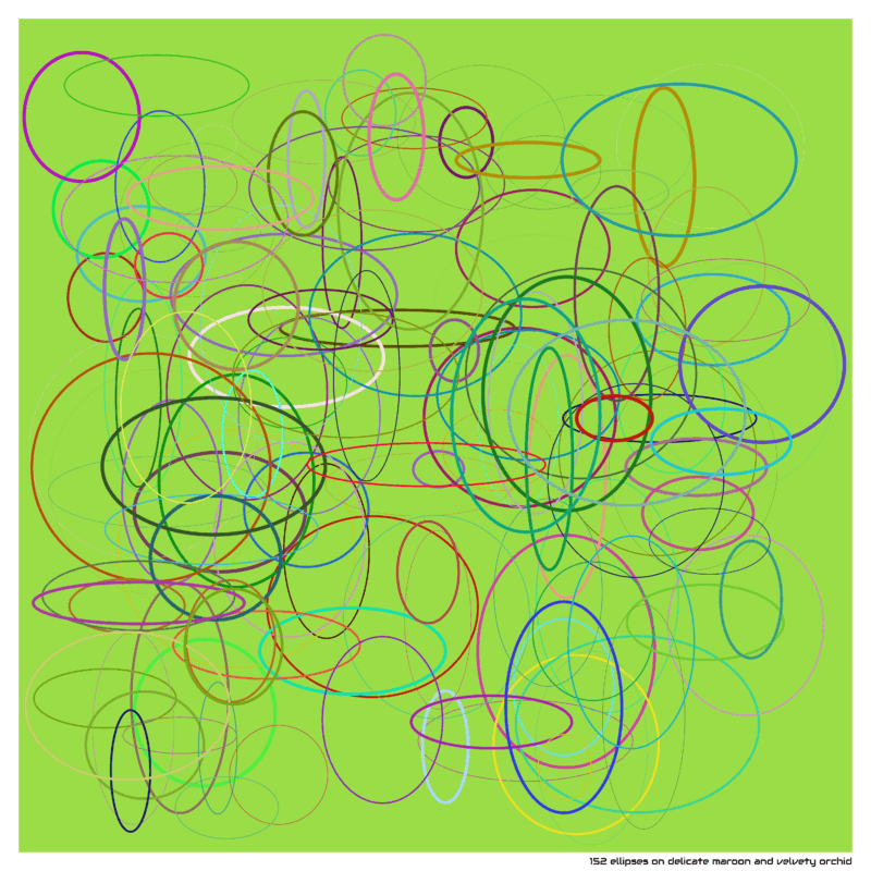 152 ellipses on delicate maroon and velvety orchid