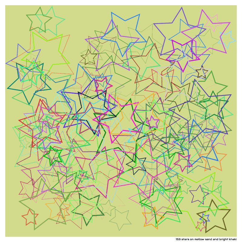 153 stars on mellow sand and bright khaki