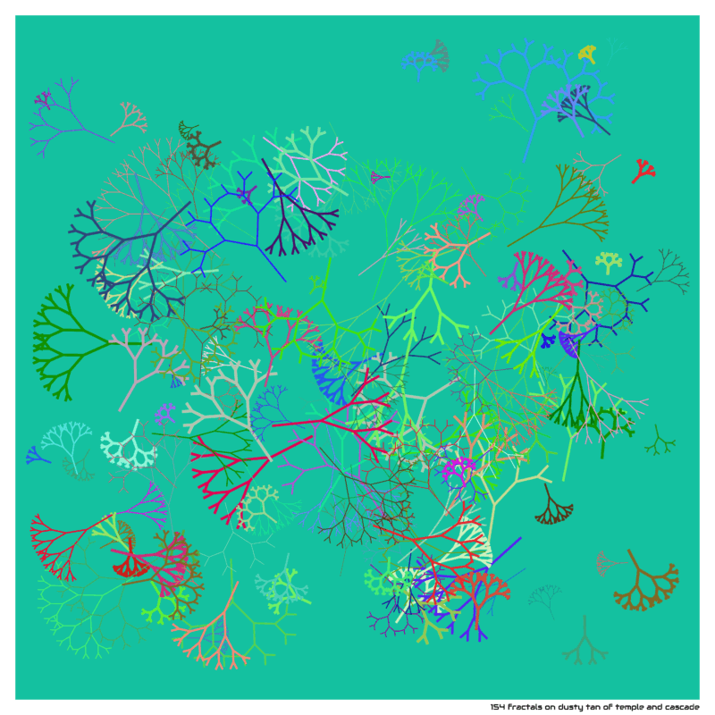 154 fractals on dusty tan of temple and cascade