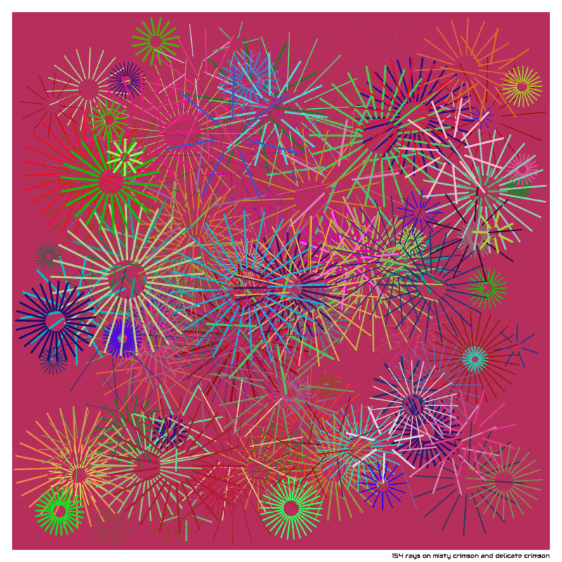 154 rays on misty crimson and delicate crimson