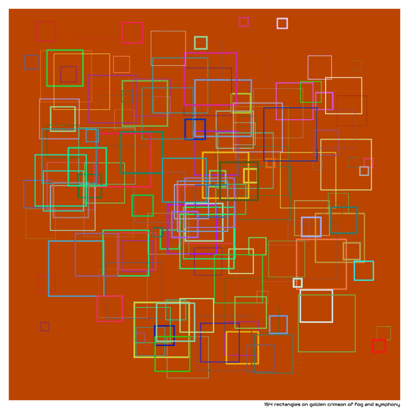154 rectangles on golden crimson of fog and symphony