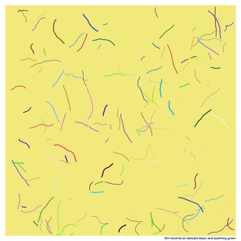 154 tendrils on delicate black and soothing green