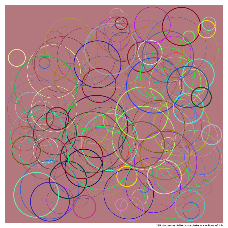155 circles on chilled chocolate — a eclipse of ink