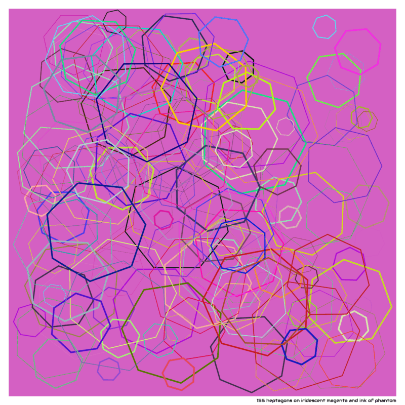155 heptagons on iridescent magenta and ink of phantom