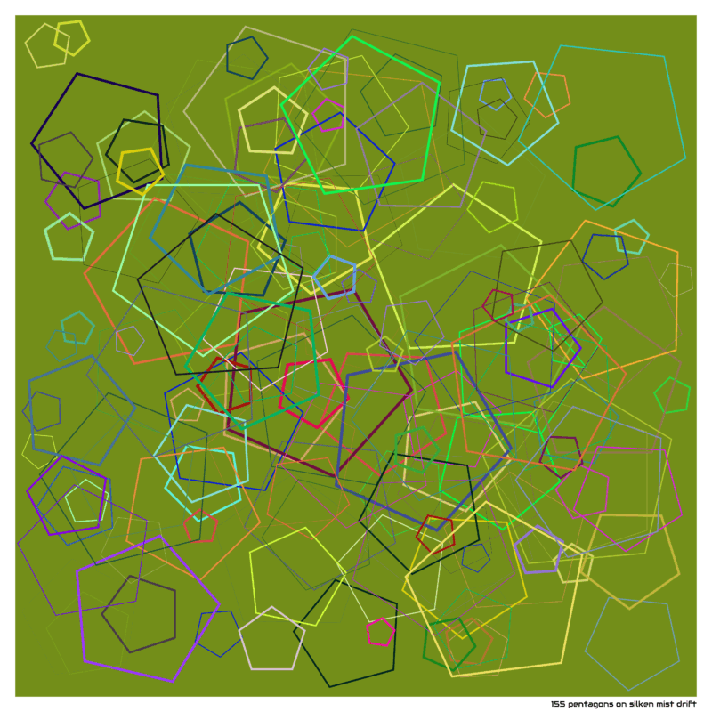155 pentagons on silken mist drift