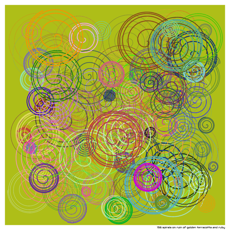 156 spirals on ruin of golden terracotta and ruby