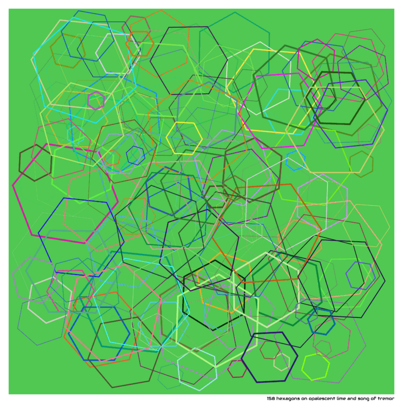 158 hexagons on opalescent lime and song of tremor