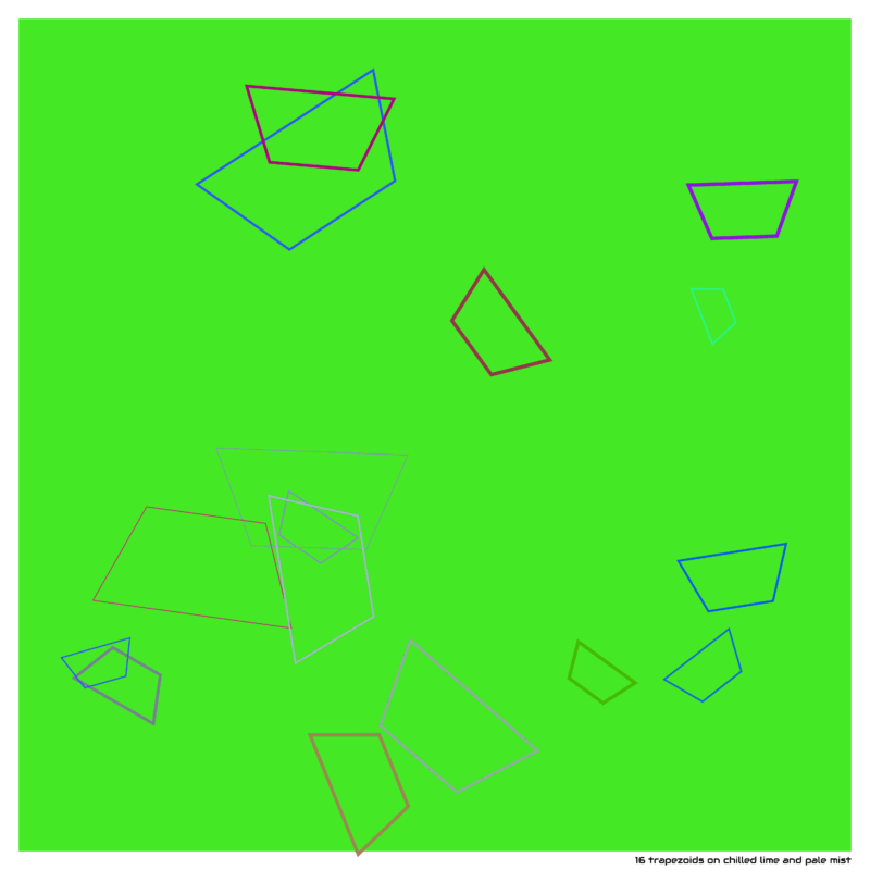 16 trapezoids on chilled lime and pale mist