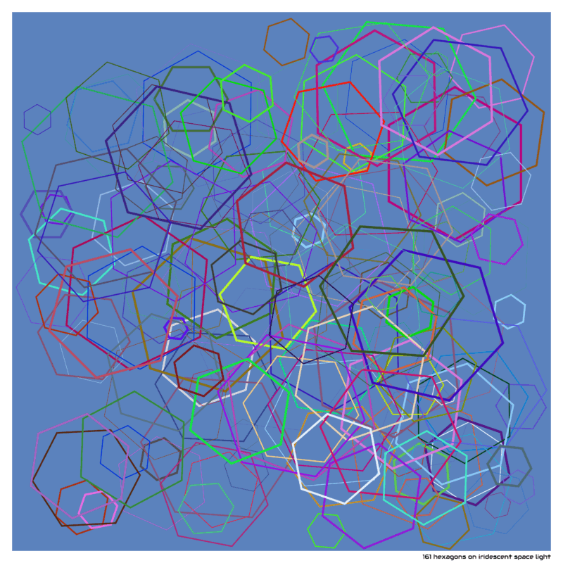161 hexagons on Iridescent space Light