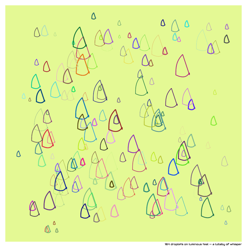 164 droplets on luminous teal — a lullaby of whisper