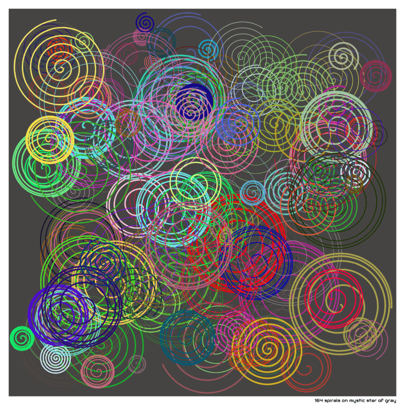 164 spirals on mystic star of gray