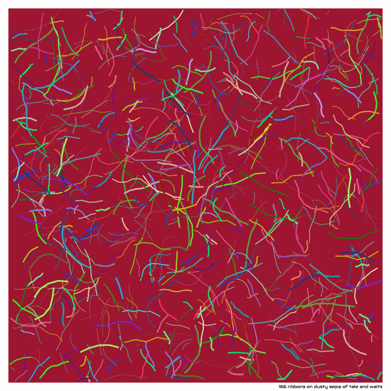 166 ribbons on dusty sepia of tale and waltz