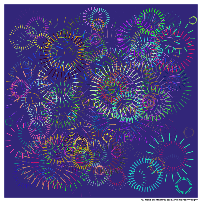 167 ticks on ethereal coral and iridescent night